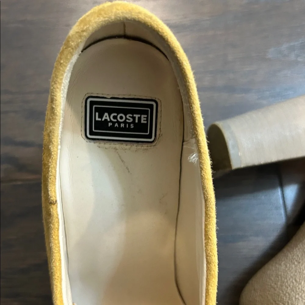 Lacoste Mustard Suede Heeled Loafers - Picture 2 of 8